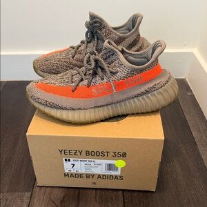 Yeezy Boost 350 V2 in Gray and Orange